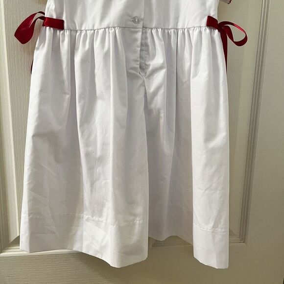 Lulu Bebe White and Red Natalie Embroidered Dress Side Bows Girls Size 4T - Picture 11 of 11